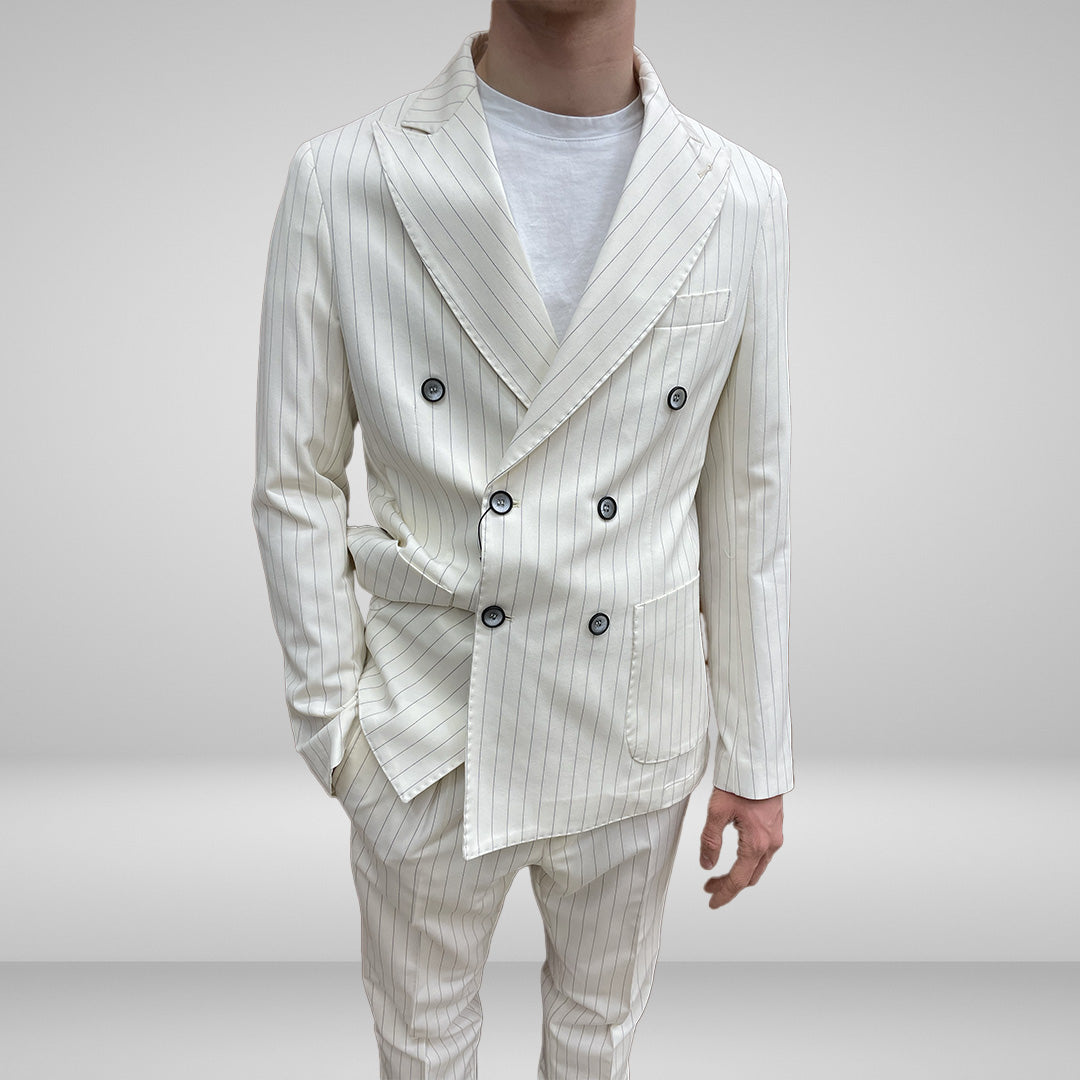 Doppiopetto Vestito Bianco Uomo Estivo Abito Doppiopetto Gessato