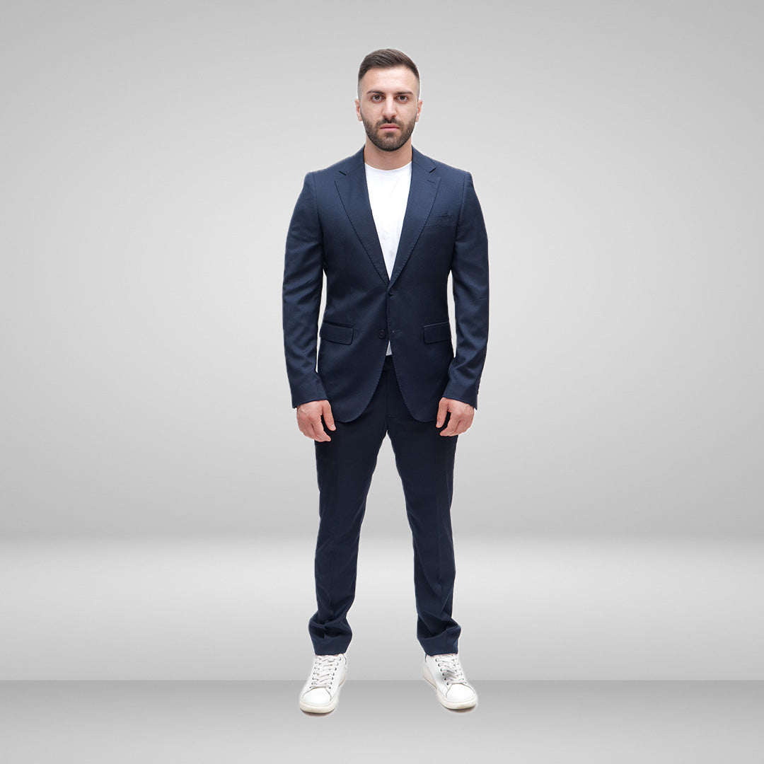 Completo Vestito Blu E Scarpe Nere Abito Blu Unito – Boccia Uomo