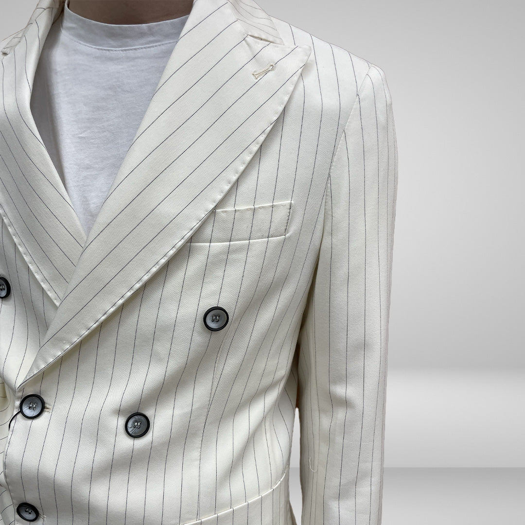 Abito Doppiopetto Gessato Bianco