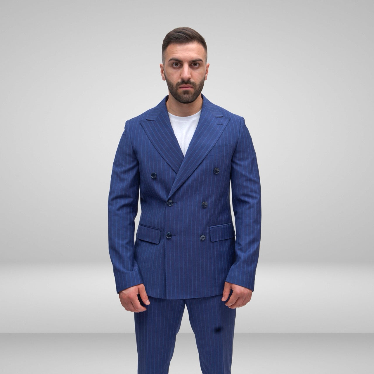 Abito A.D.A. Doppiopetto Gessato Blu Chiaro