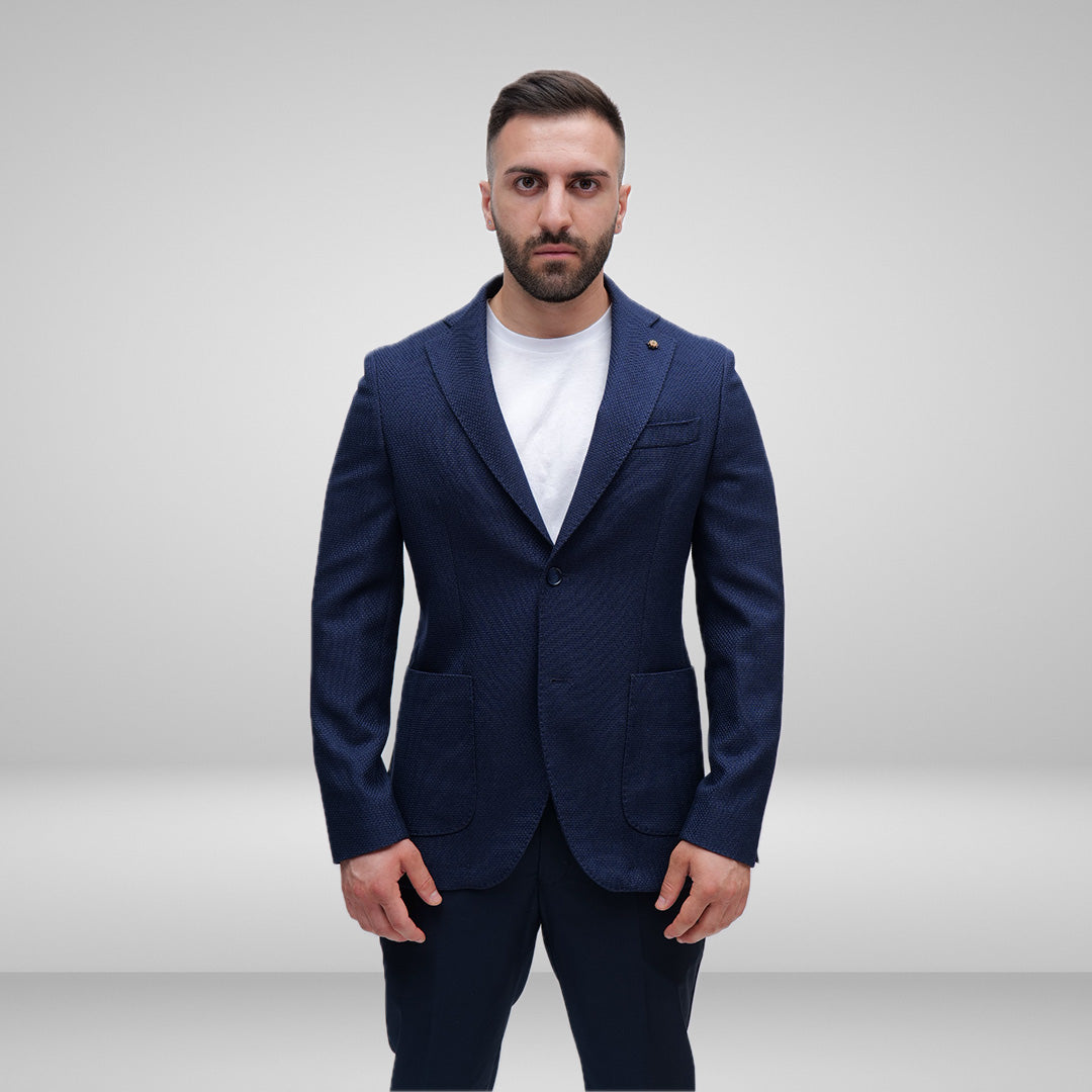 Giacca Tagliate Tramato Blu