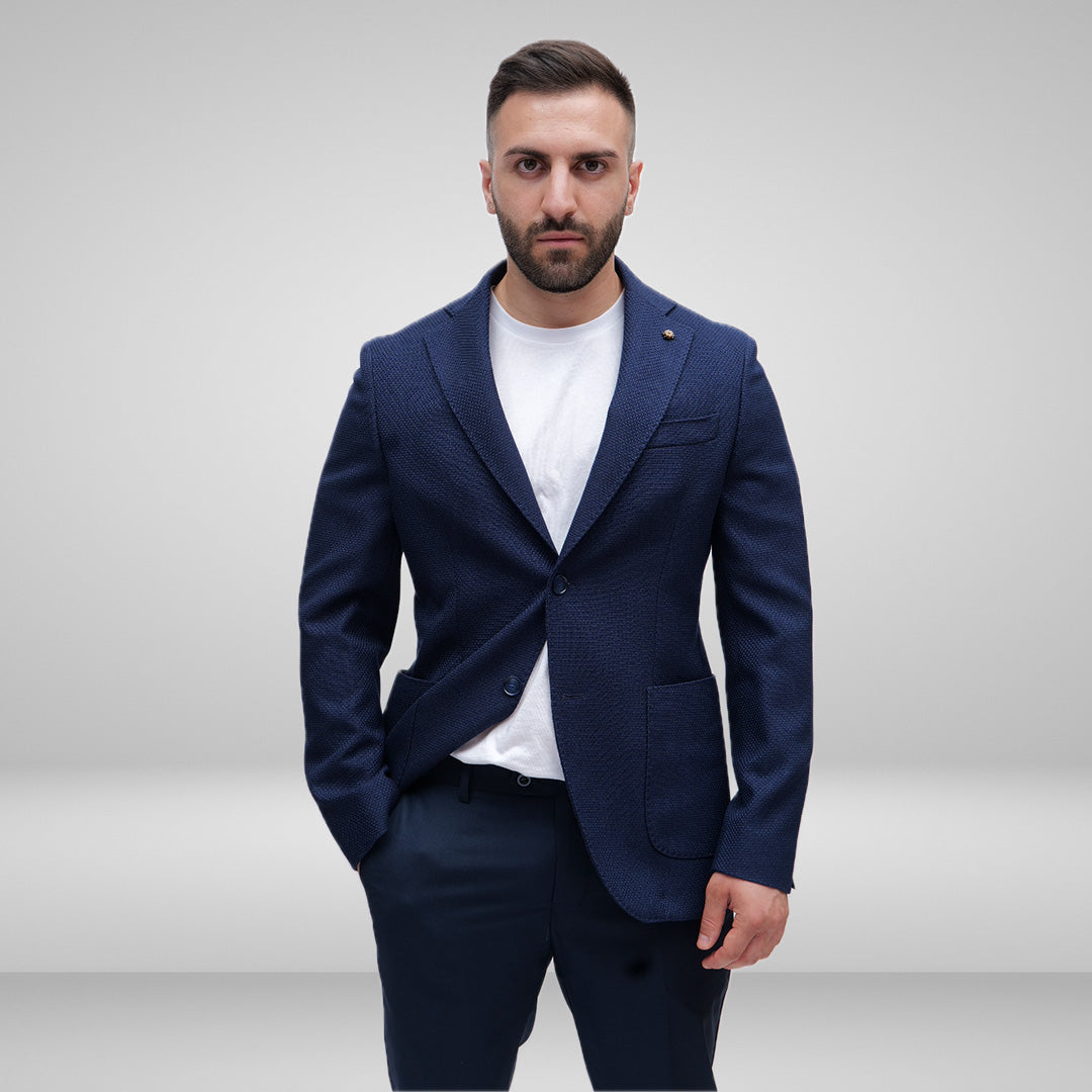 Giacca Tagliate Tramato Blu