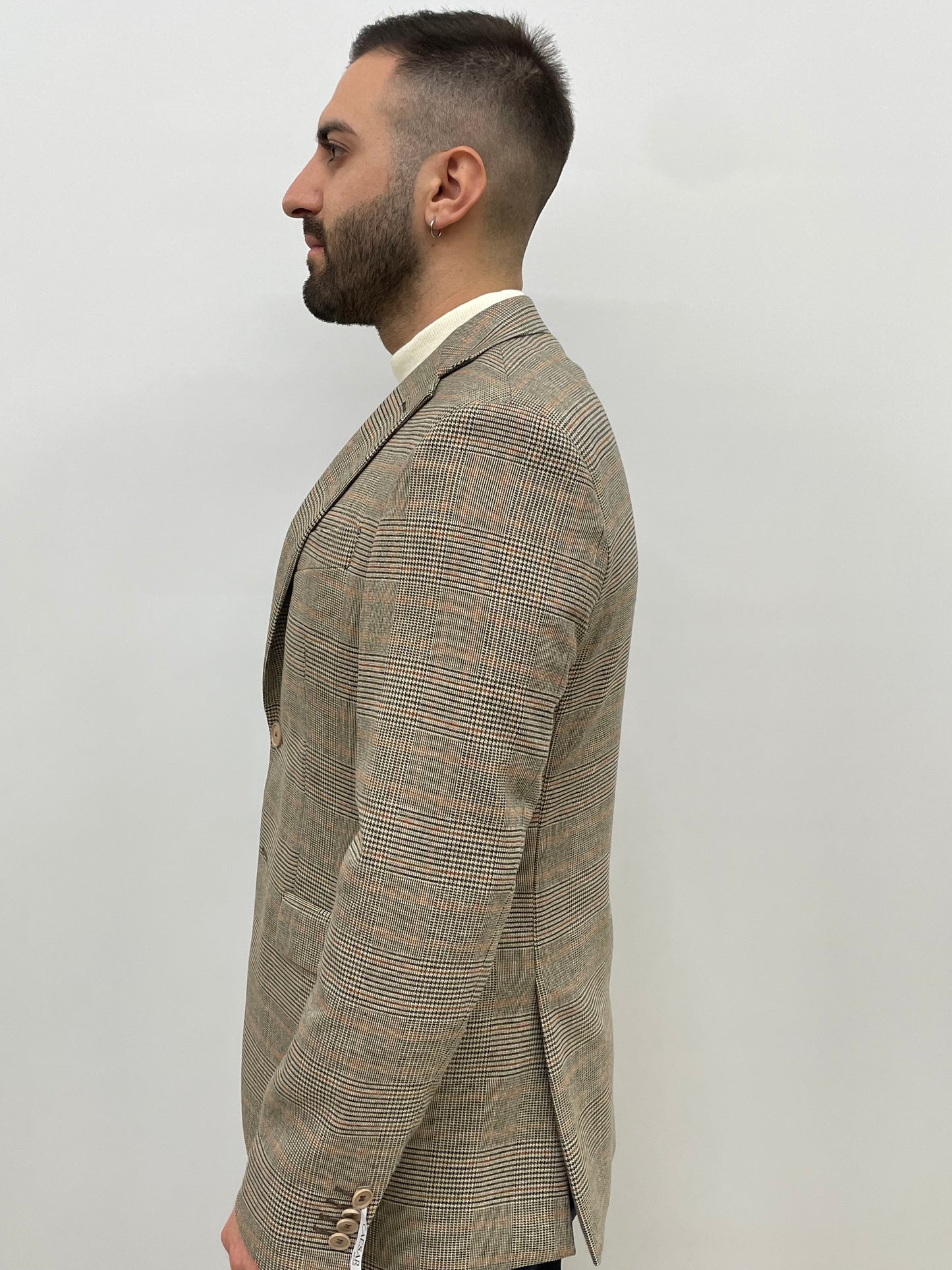 Giacca Quadri Beige Mattone Caesar
